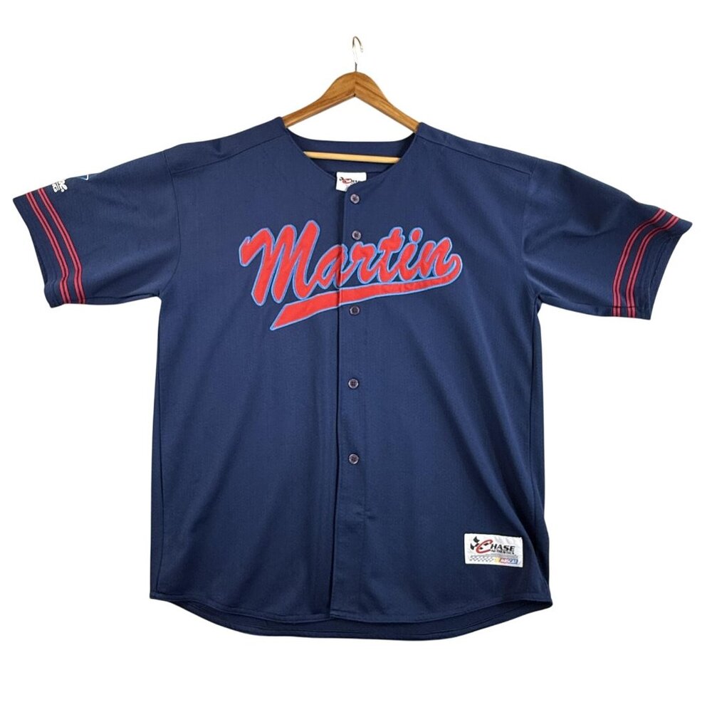 Mark Martin Jersey Mens XL Navy Blue NASCAR Racing Valvoline 6 Button Front